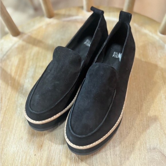 New Eileen Fisher Womens Ells Loafer-BLACK Suede PLATFORM Size 6 - Picture 4 of 10